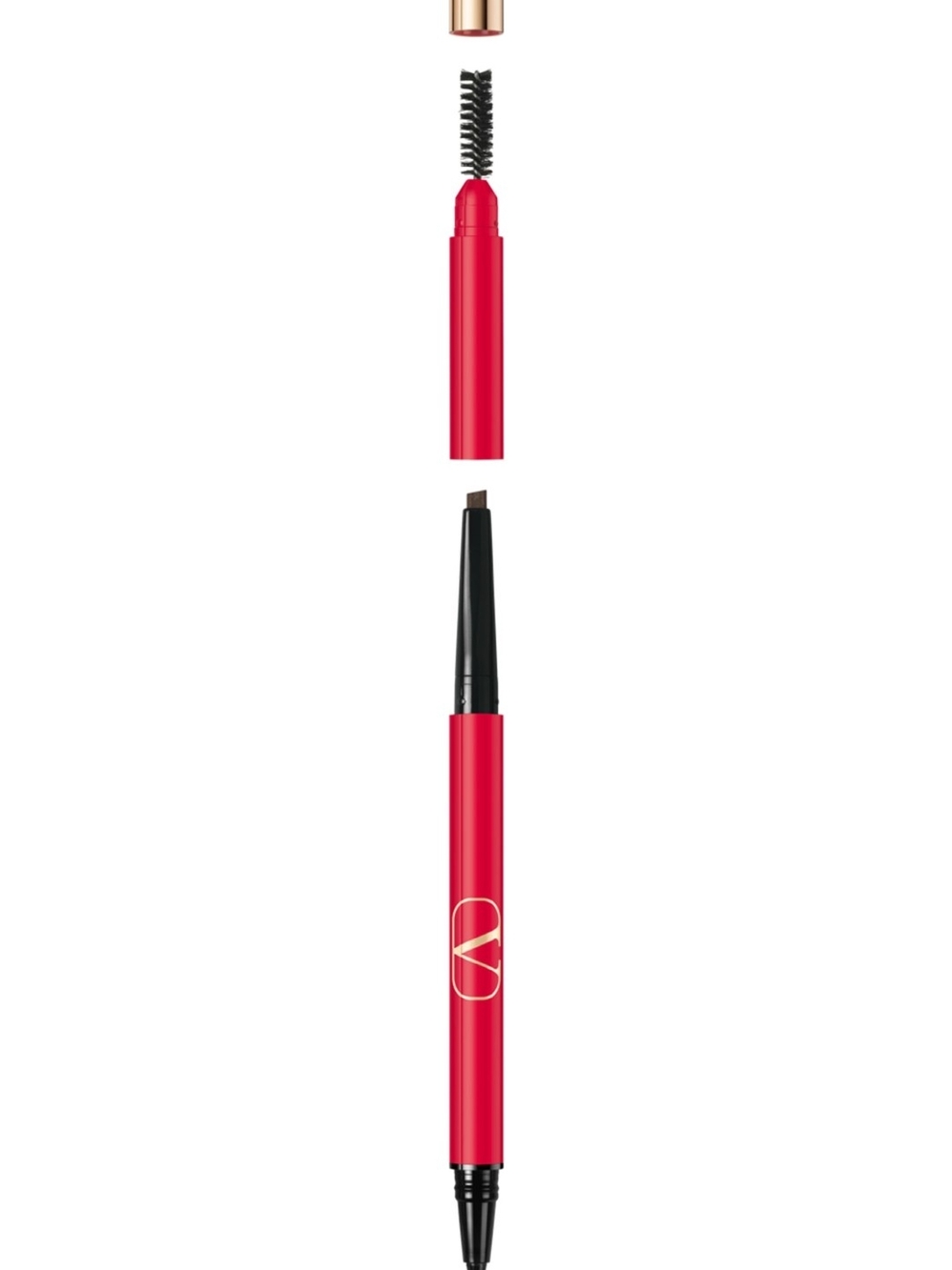Valentino TRIPLE Ended Brow Pencil & Spoolie - Red Casing, TAUPE Shade